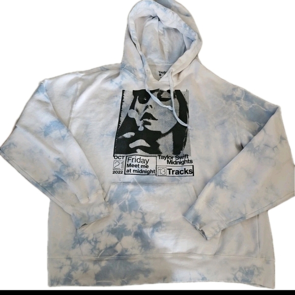 Taylor Swift Womens Taylor Swift Midnights Concert Cozy Blue Tie Dye Hoodie L - Picture 8 of 16